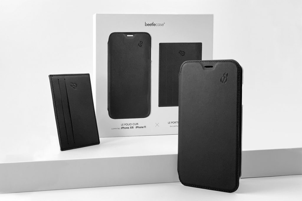 Packaginf ambiance folio-crystal-cuir-porte-carte-iPhone-11