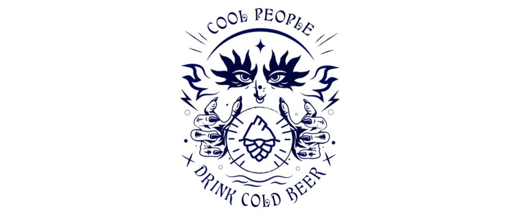 illustration d'un tee shirt et packaging pour ice breaker brewing, bière fabriqué en France