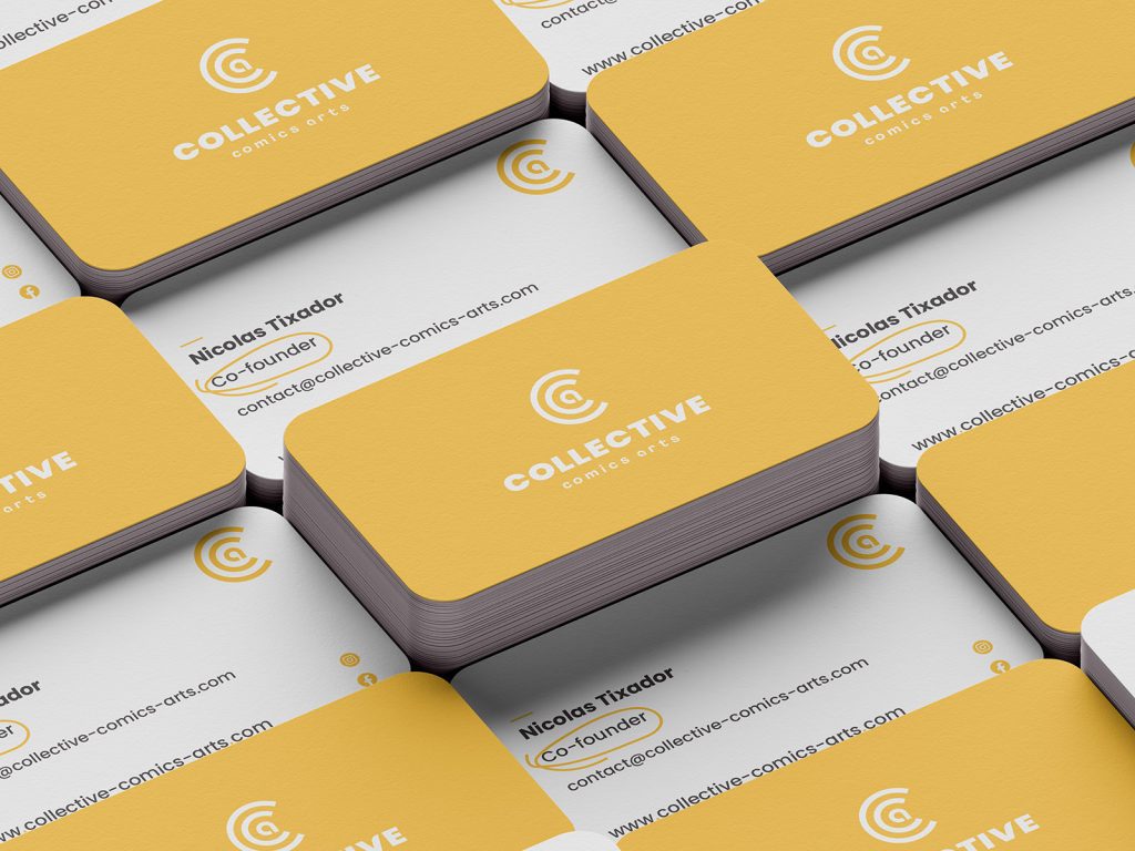 Carte de visite générique de la plateforme en ligne collective comics arts