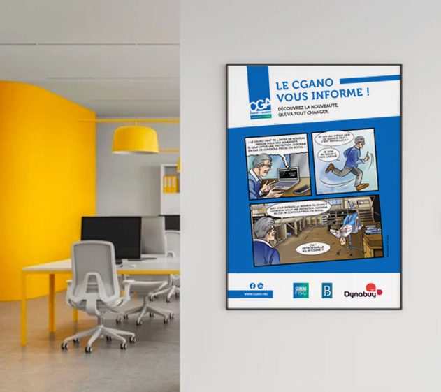 Affiche réalisé pour la CGANO normandie avec un style de bande dessinée pour l'illustration de votre votre communication interne.