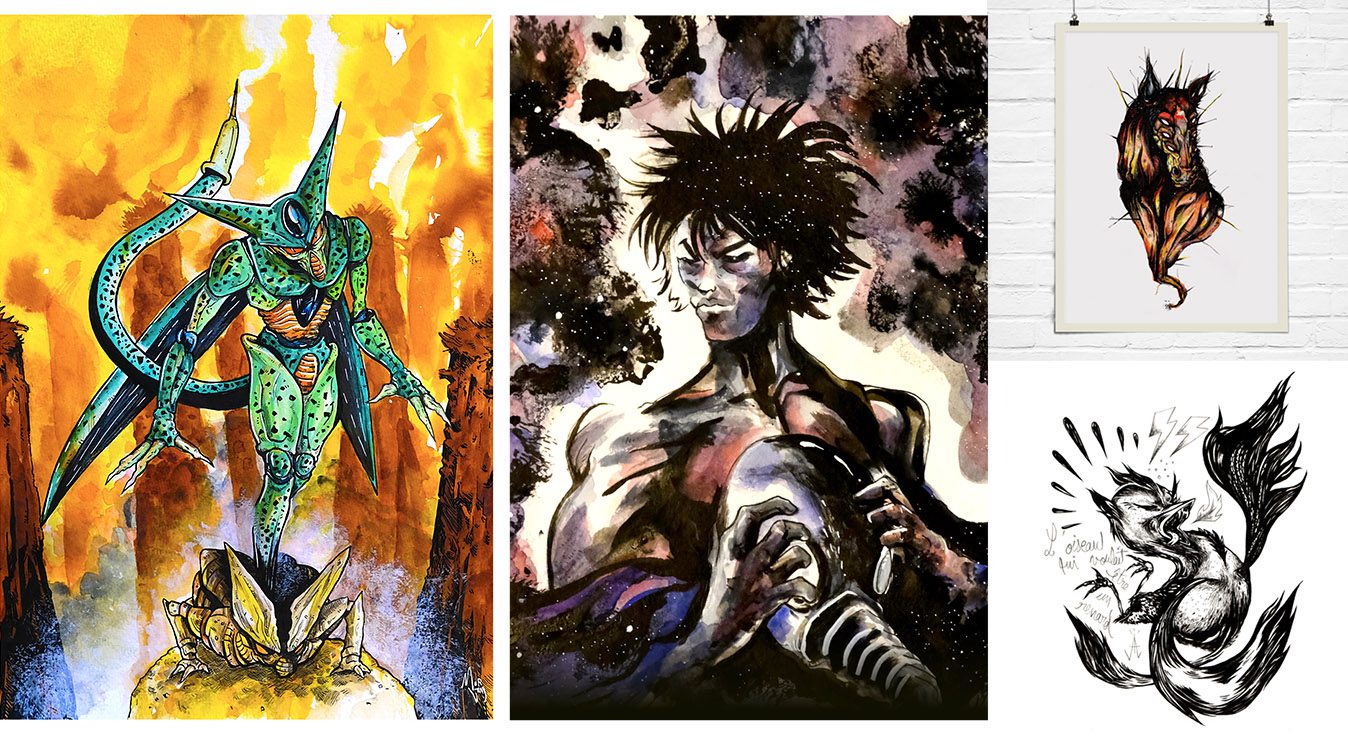 illustration à caractère personnelle réalisée à l'encre ou à l'aquarelle